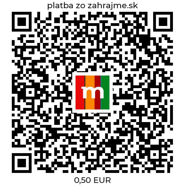 Platobný QR kód — dobrovoľný príspevok 0,50 € na prevádzku zahrajme.sk